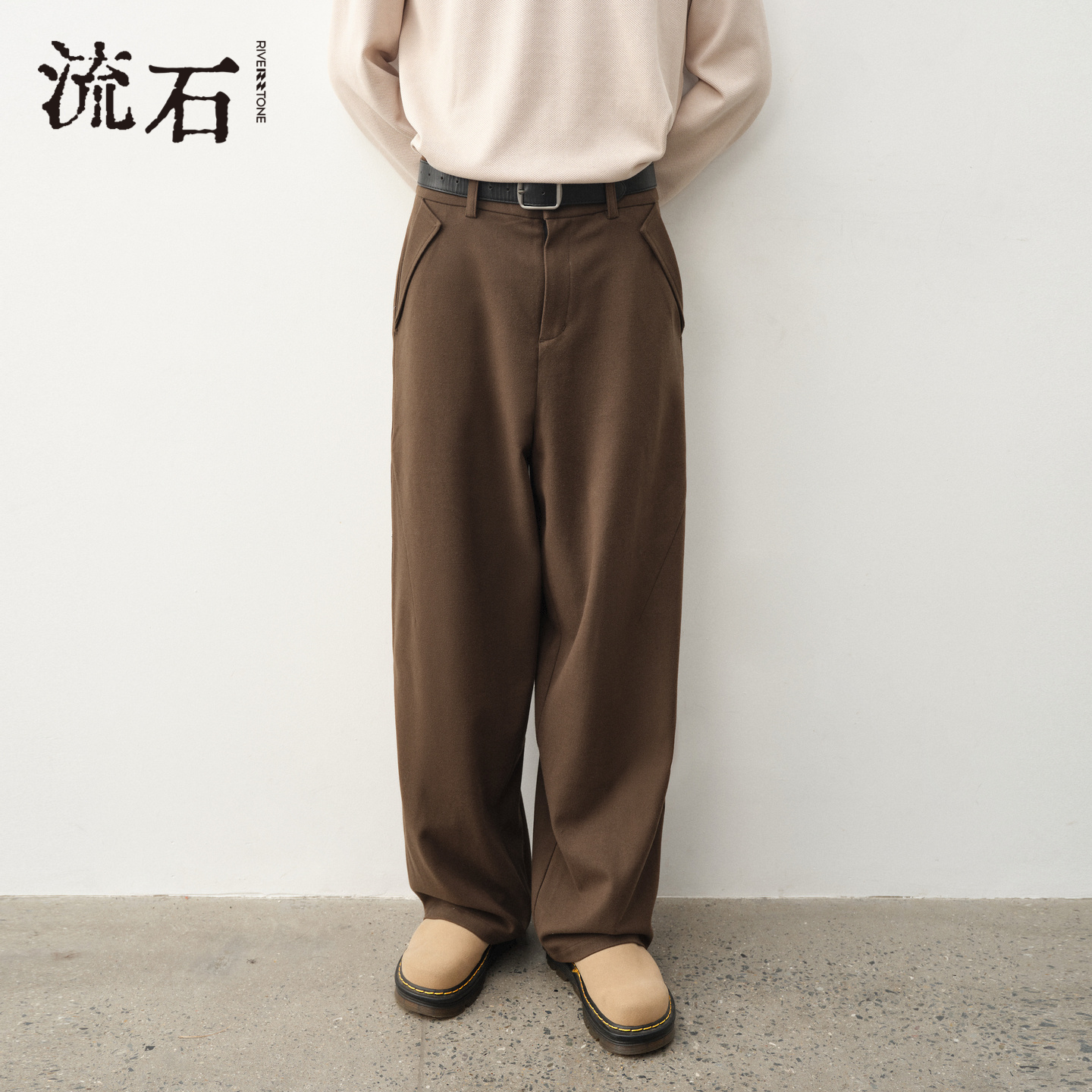 商场同款流石男装纯色拉毛休闲裤