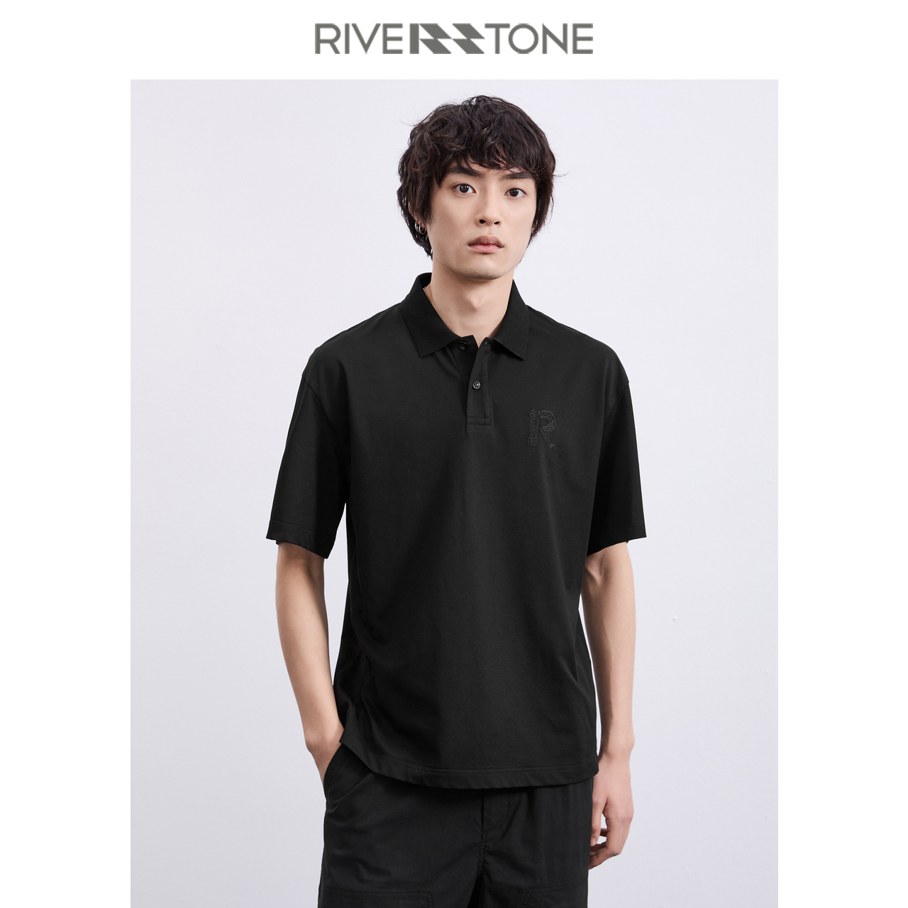 RS男装夏装时尚高端刺绣POLO衫2023新款夏季男士休闲短袖T恤薄款