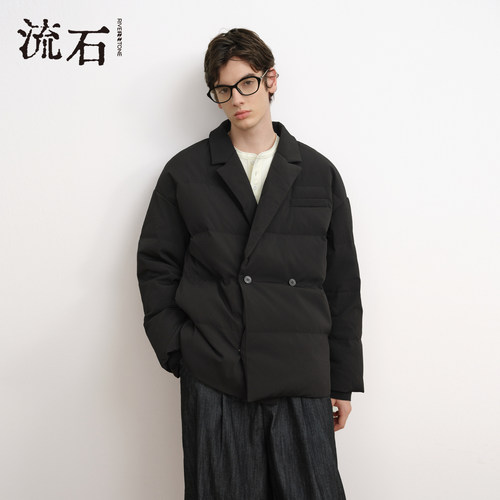 商场同款流石男装黑色短款羽绒服