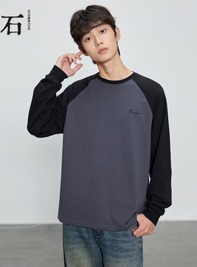 RS流石男装时尚刺绣运动休闲长袖T恤2026新款春季男士套头打底衫