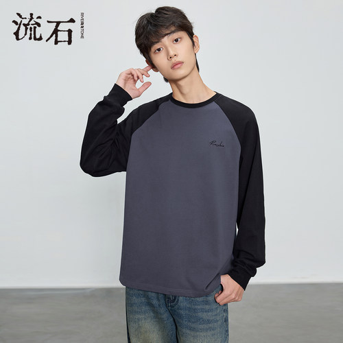 RS流石男装个性刺绣运动长袖T恤