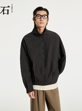 流石男装黑色山本风休闲夹克2026年春季新款男士设计感立领外套潮