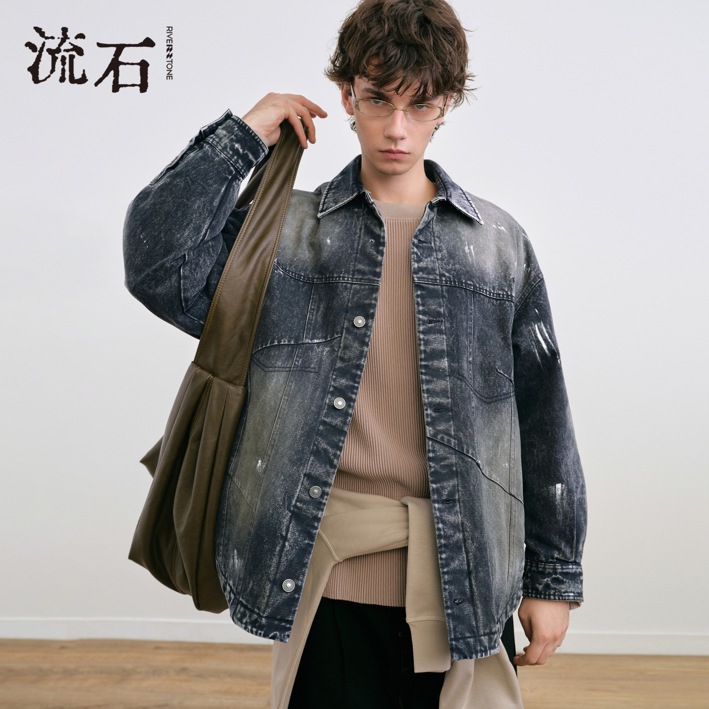 商场同款流石男装做旧短款羽绒服