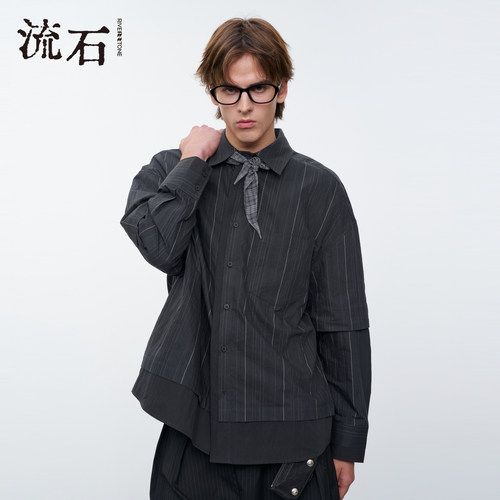 商场同款流石男装经典竖条纹衬衫