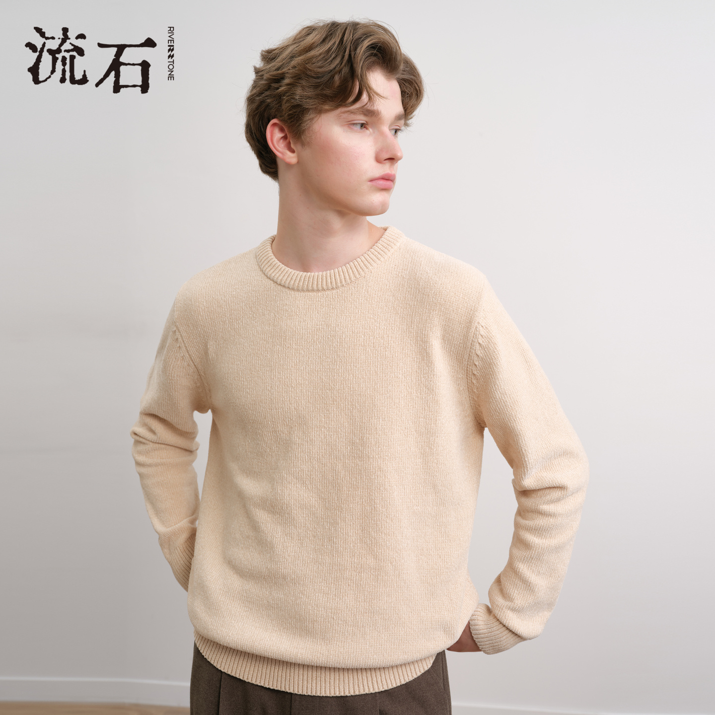 商场同款流石男装经典纯色针织衫