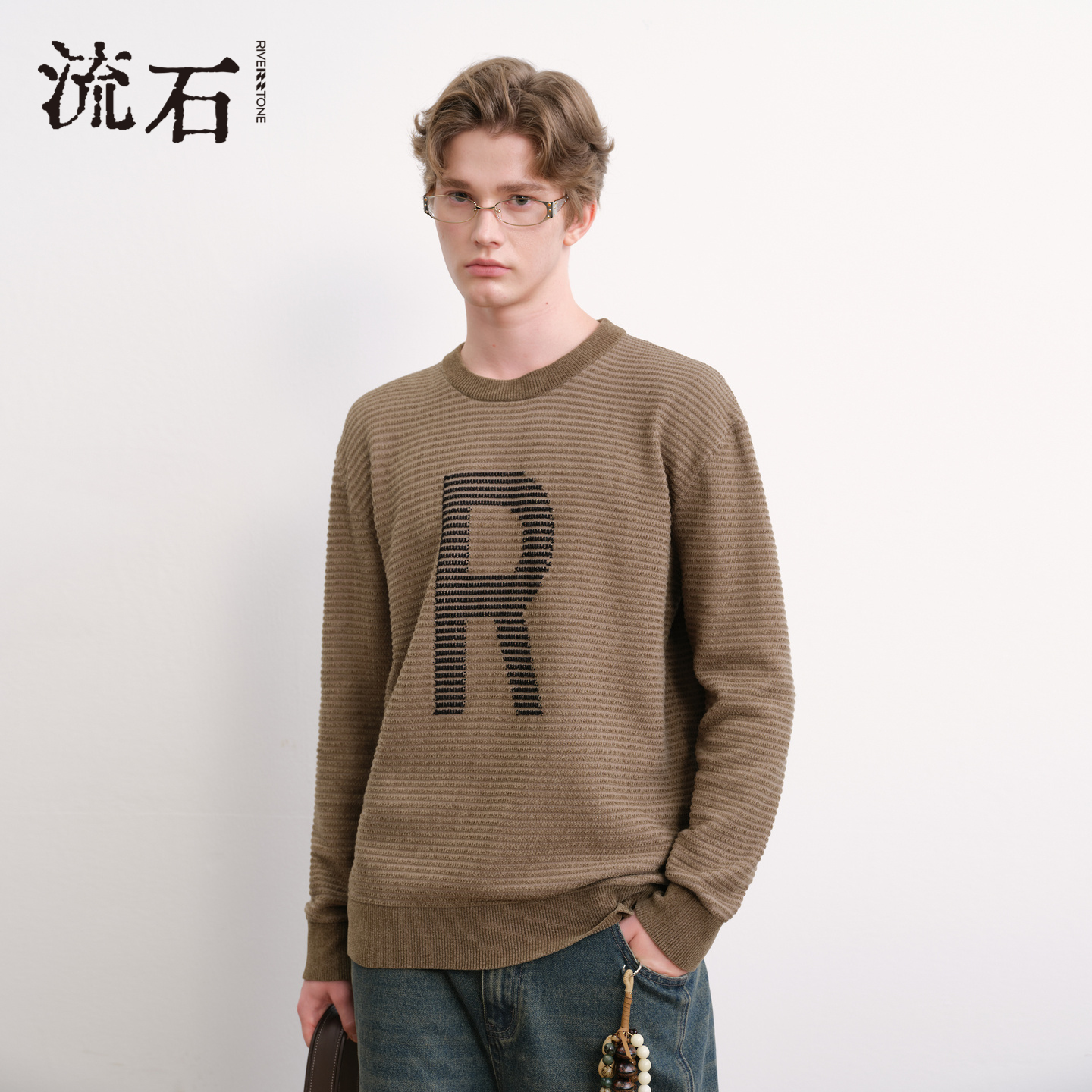 商场同款流石男装雪尼尔提花毛衣