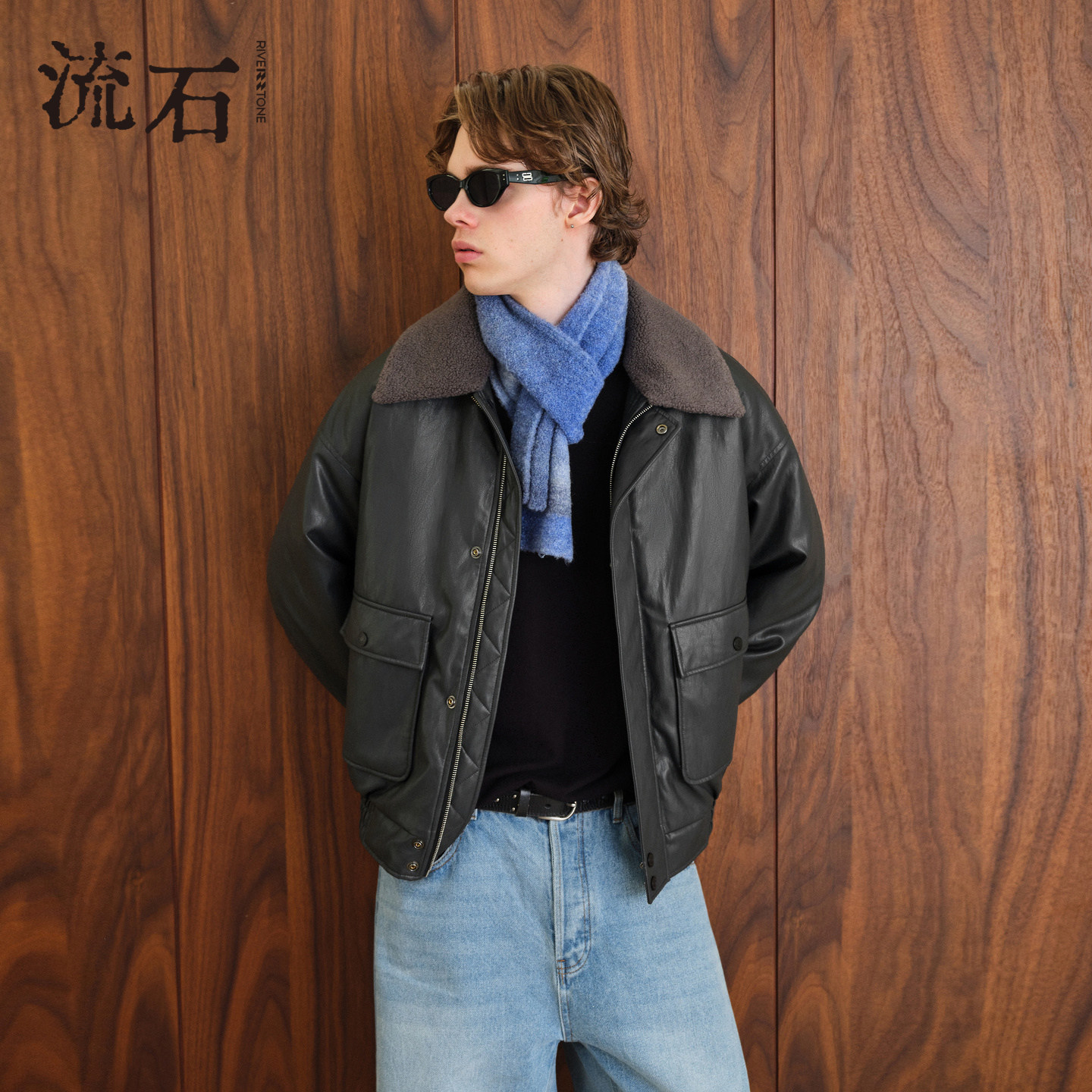 【商场同款】流石男装哑光羽绒皮夹克2025年冬季新款时尚机车外套