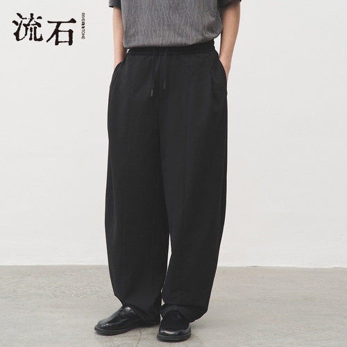 商场同款流石男装黑色经典弯刀裤