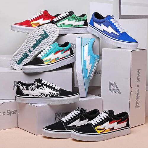 正品经典REVENGE X STORM闪电火焰帆布鞋复仇风暴百搭滑板街舞潮