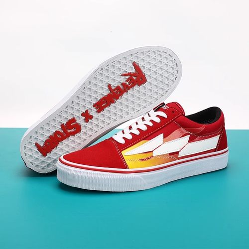正品REVENGE X STORM复仇风暴闪电火焰帆布鞋街舞板配阔腿裤鞋子