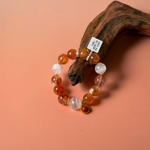 【金霞绕云 】黄胶花白幽灵手串如霞光浸染云海,间杂水白幽灵层