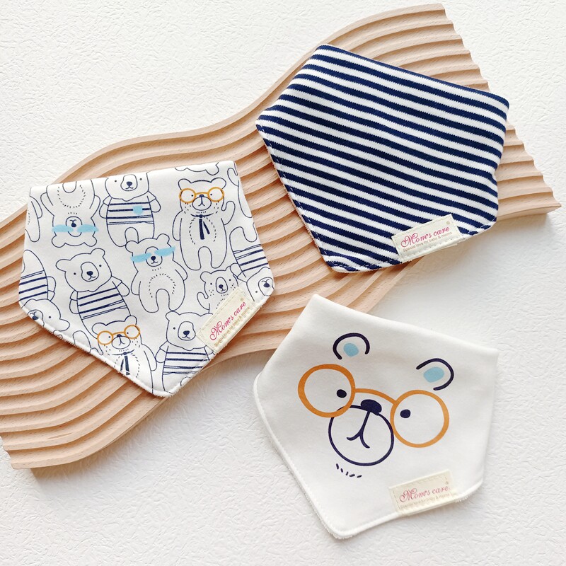 momscare婴儿a类纯棉接口水巾宝宝双层全棉三角巾小围嘴假领子