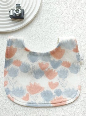 婴儿a类纯棉防水围嘴新生儿宝宝防吐奶口水巾全棉U型围兜0-3岁