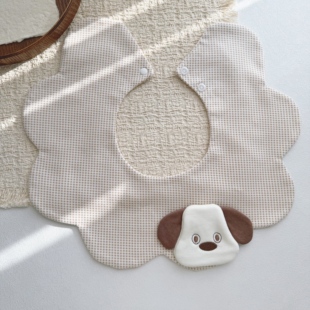 婴儿童双面图案纯棉加宽加大口水巾宝宝360度a类全棉立体玩偶围嘴