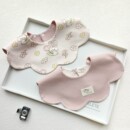 婴儿童双面图案纯棉加宽口水巾宝宝360度花朵a类全棉围嘴加宽加大
