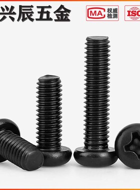 M4M5M6M8黑色304不锈钢圆头十字螺丝钉镀黑锌盘头机丝螺栓*6x8x10