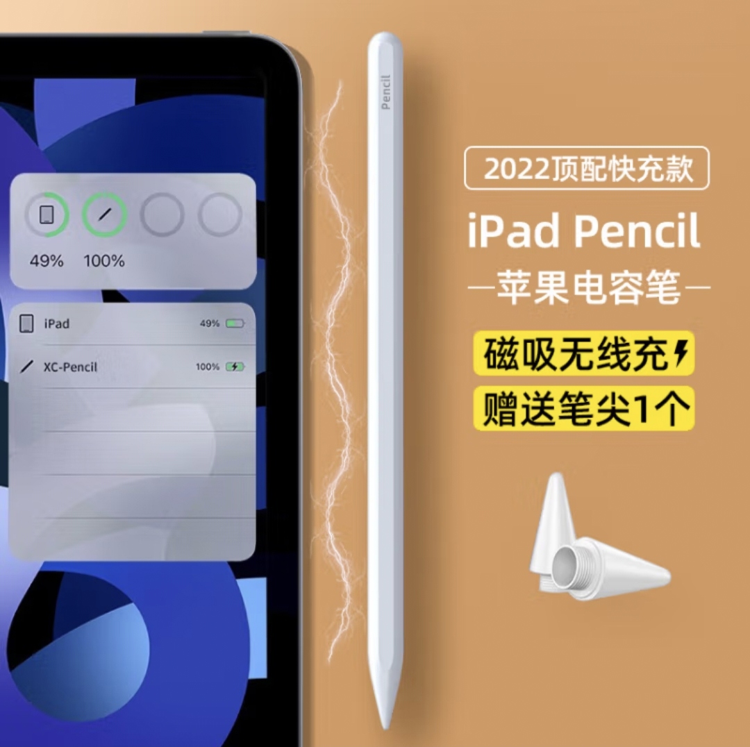 毕亚兹 ipad磁吸触控倾斜手写笔 防误触灵敏不断触 apple pencil