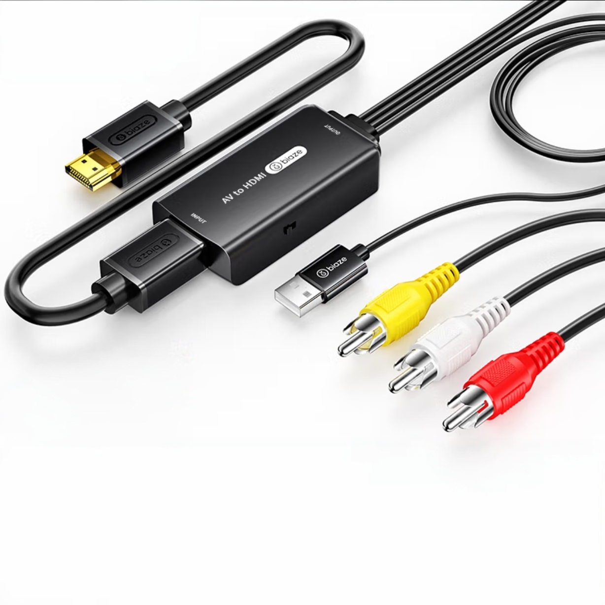 毕亚兹 AV转HDMI高清转换线3RCA莲花头DVD机顶盒连接电视音视频线