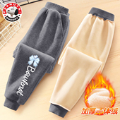 儿童棉裤 加绒加厚一体绒休闲保暖卫裤 外穿宽松 子冬季 史努比女童裤