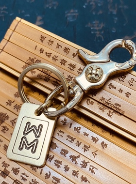 黄铜八条吊坠袖珍麻将牌發财挂件手工DIY饰品创意男女钥匙扣吊坠