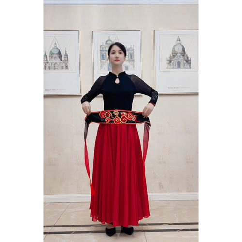 刺绣腰封新款国风跳舞表演广场舞古典舞民族舞大摆裙男女通用腰带