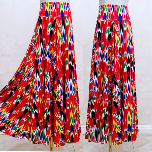 广场舞新疆舞蹈大摆裙演出民族特色大摆裙维吾尔族舞蹈半身长