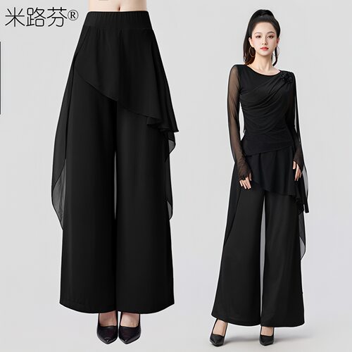 古典舞不规则裙裤阔腿裤雪纺现代舞广场舞长裤中国舞练功女舞蹈裤