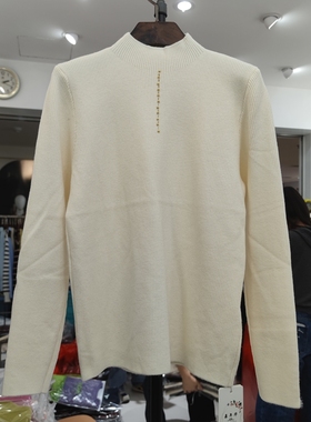 9818秋冬女半高领长袖纯色针织衫毛衣套头加绒加厚一体绒打底衫