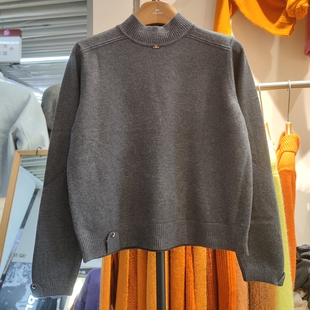 3380秋冬新款女半高领长袖纯色针织衫毛衣打底衫上衣简约短小个子