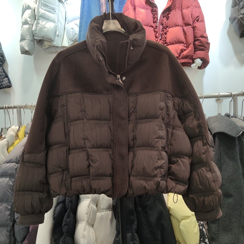 6605秋冬新款女立领长袖羽绒服外套宽松面包服专柜品质