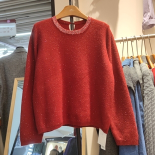 亮片宽松专柜品质早春 毛衣套头打底衫 6080秋冬女圆领长袖 针织衫