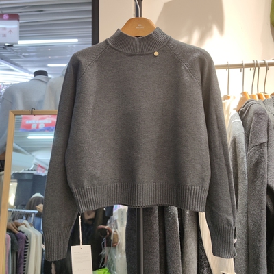 108长袖半高领领口吊坠短款打底针织衫毛衣专柜品质秋季女装