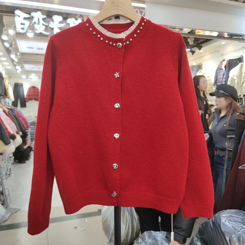 25286早春新款女圆领长袖针织衫毛衣开衫外套蕾丝花边打底衫钉珠,女装/女士精品,毛针织衫,淘宝优惠券,粉丝福利购,淘宝优惠卷