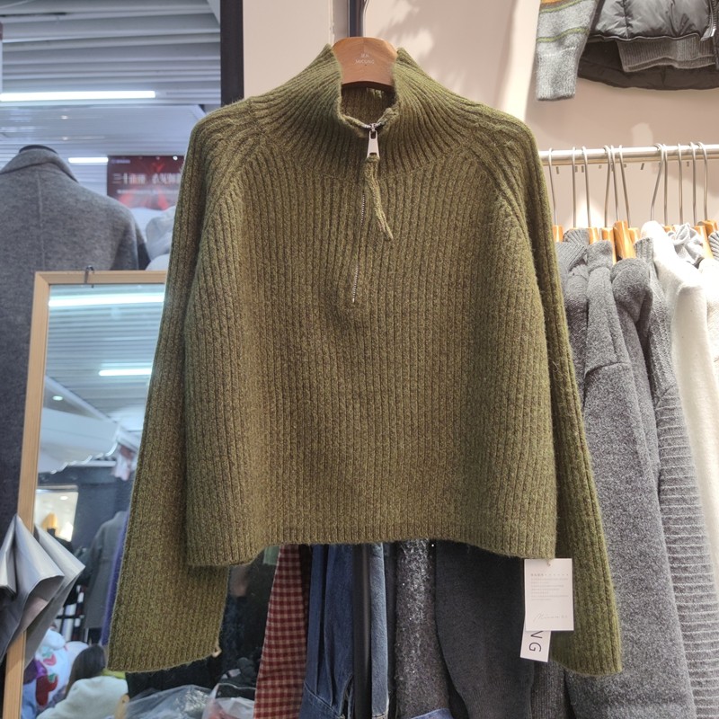 58105秋冬女半高领长袖针织衫毛衣套头打底衫拉链宽松专柜品质,女装/女士精品,毛针织衫,淘宝优惠券,粉丝福利购,淘宝优惠卷