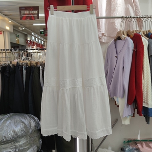 高腰显瘦蕾丝花边半身裙女中长款 女装 A字裙百搭裙子 新款 5804春季