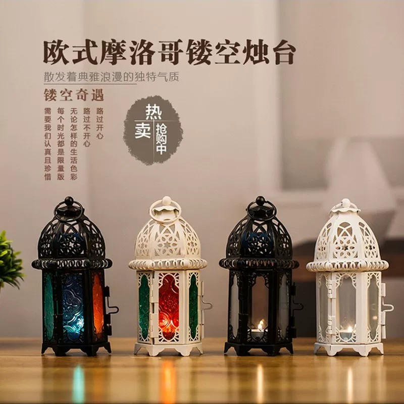 欧式铁艺镂空城堡烛台婚庆礼品