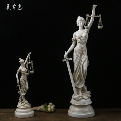 轻奢正义女神雕像摆件创意欧式司法天平律师事务所办公室桌面摆设