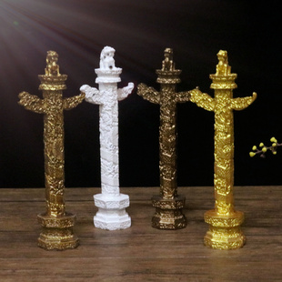 中华华表摆件天安门中华柱盘云龙柱办公室客厅玄关装饰手工艺术品