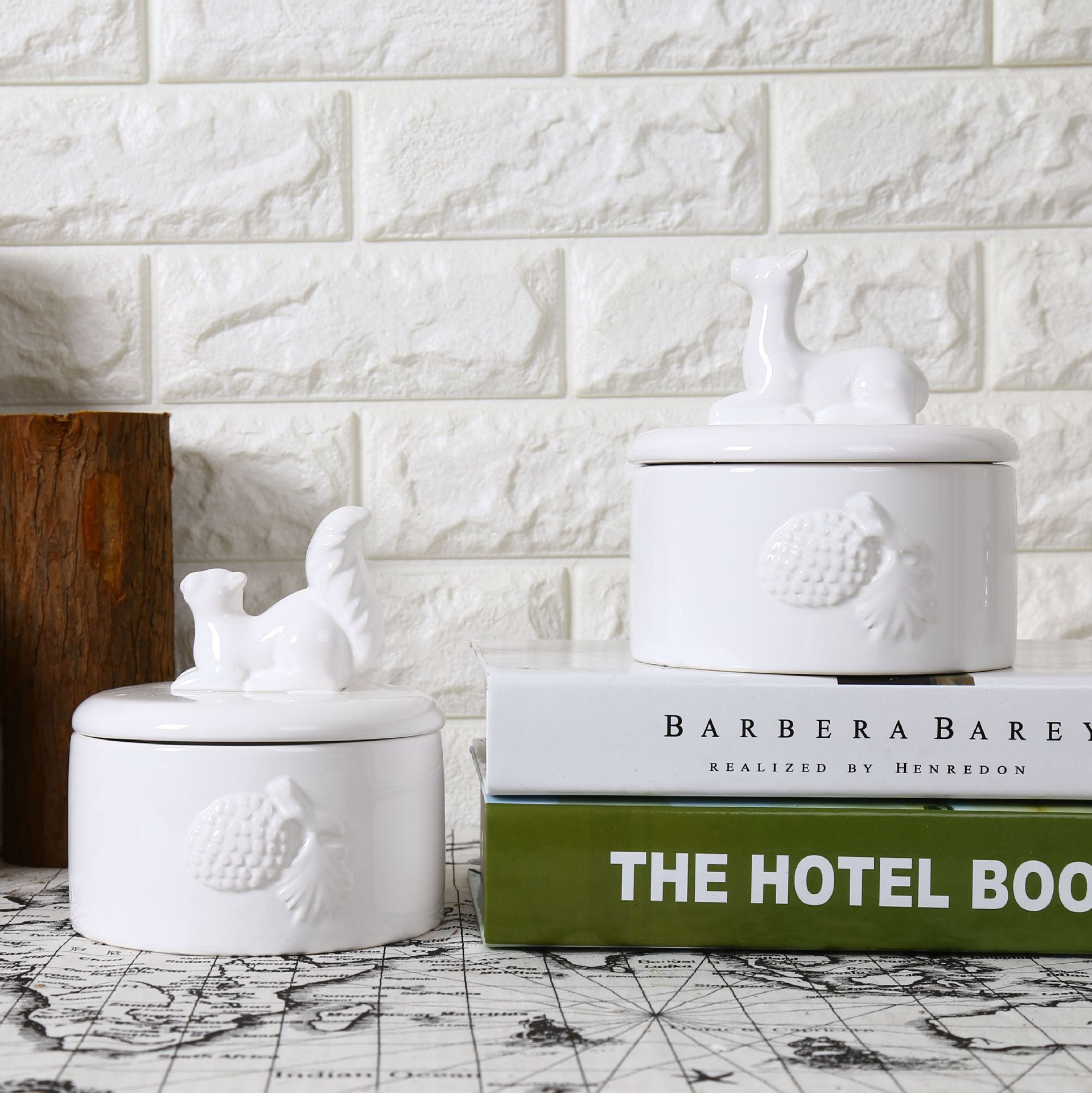 欧式创意礼品喜糖盒圣诞白色陶瓷摆件 饰品收纳盒 创意动物首饰盒