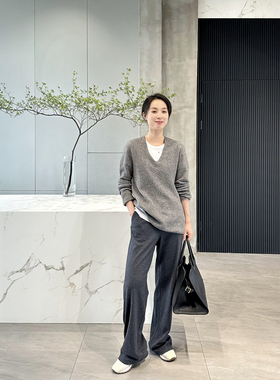 ALIN意大利空气洗工艺 澳洲进口美利奴羊毛梭织薄呢row精简直筒裤