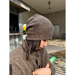 ALIN意大利botto giuseppe点子花纱纯山羊绒冷帽+围巾2件套