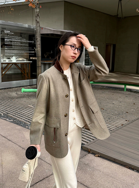 ALIN【鼎级线】LP意式老钱户外 混色羊绒羊毛roadster呢外套