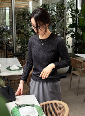 ALIN【意大利cariaggi】用心的衣服 精纺金银葱真丝羊绒针织衫