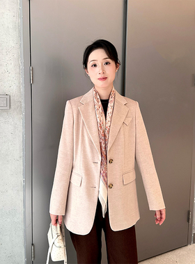 ALIN意大利原产柔软轻薄呢 梭织精纺羊绒简约休闲西装外套