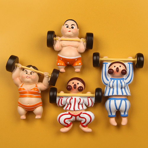 家居饰品举重男女冰箱贴磁性贴