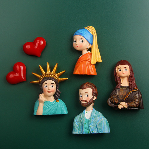 卡通立体梵高自由女神冰箱贴磁贴