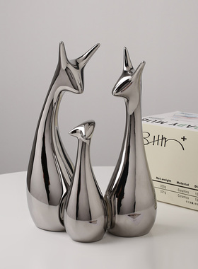 贝汉美轻奢创意家居客厅镀银陶瓷摆件电视柜桌面酒柜装饰品小摆设