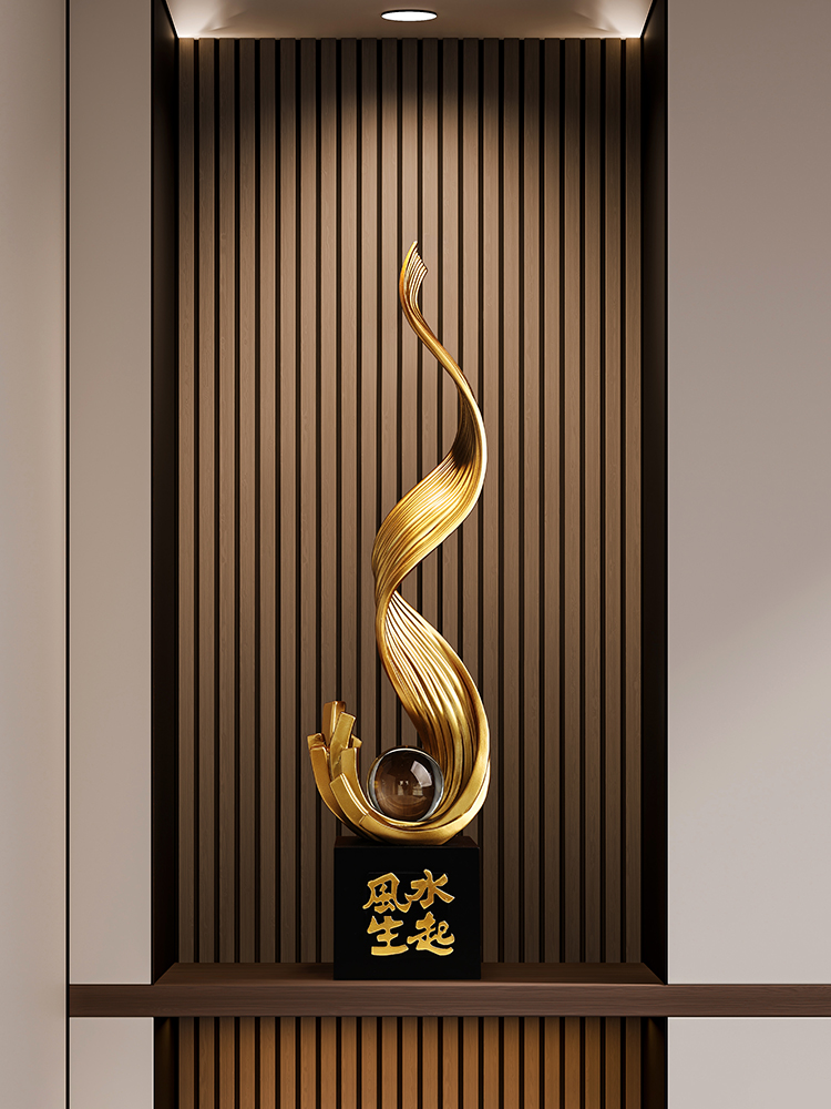 贝汉美风生水起落地摆件轻奢高档大型客厅玄关入户门高级感装饰品