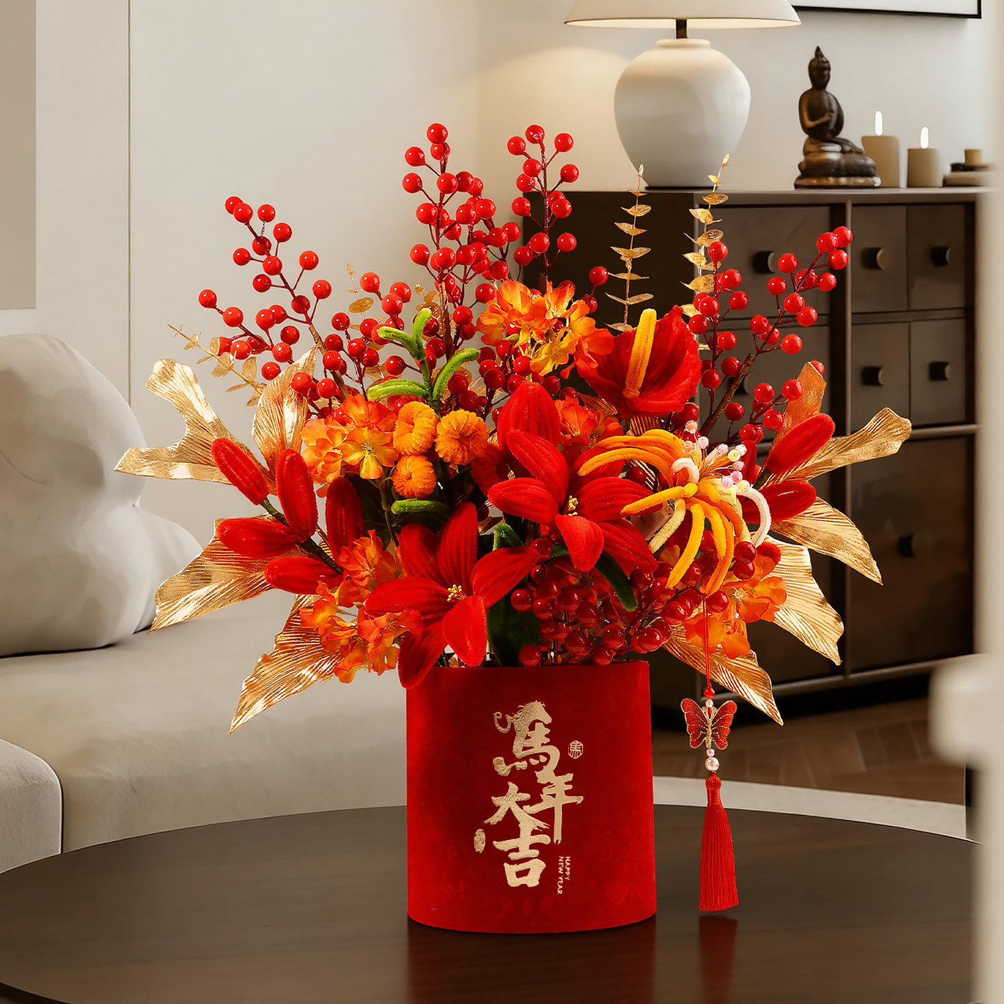 贝汉美大吉大利福桶扭扭棒过年发财果摆件客厅春节年宵花新年装饰,家居饰品,装饰摆件,淘宝优惠券,粉丝福利购,淘宝优惠卷