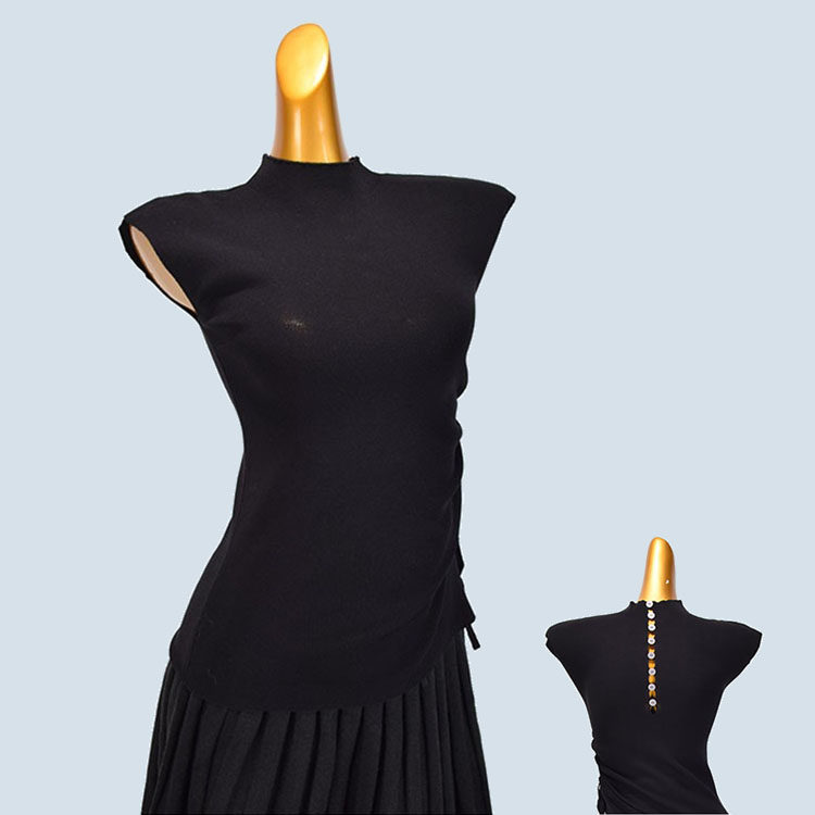 短袖冰丝针织T恤女夏季新款设计感收腰抽绳不规则修身打底衫上衣